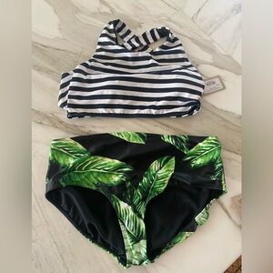 Albion Fit Swim-Hang Ten Game Changer Swim Crop-Sz L; Laguna Midi Bottoms, Sz XL